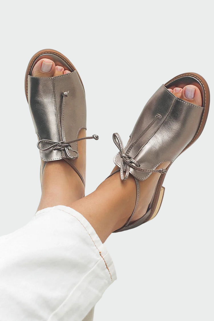 Sandalias Femeninas Minimalistas Metálicas Elegantes Alena