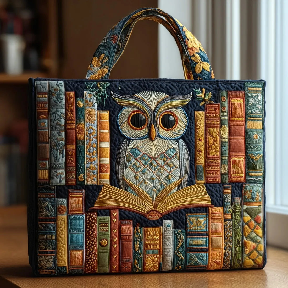 Búho y Libros | Bolso Artesanal Acolchado