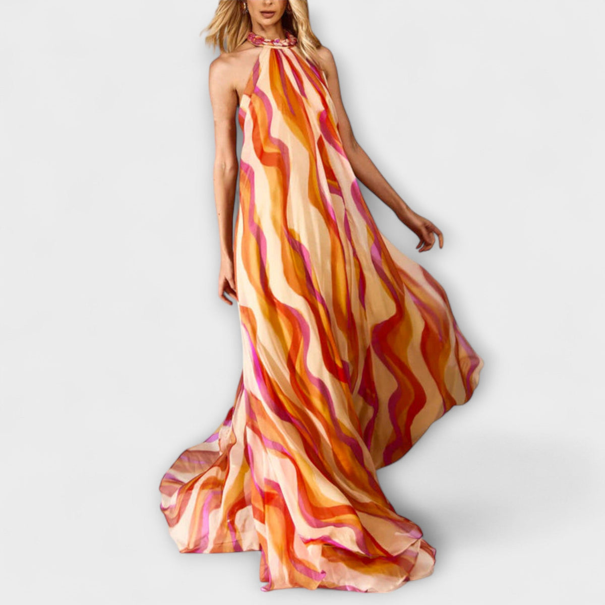 Rumi - Vestidos maxi elegantes con motivo tejido y ondas