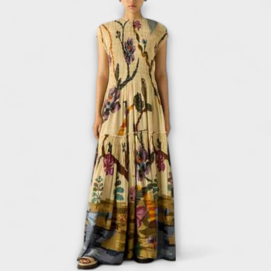 Amanda - Vestido maxi con motivo plisado
