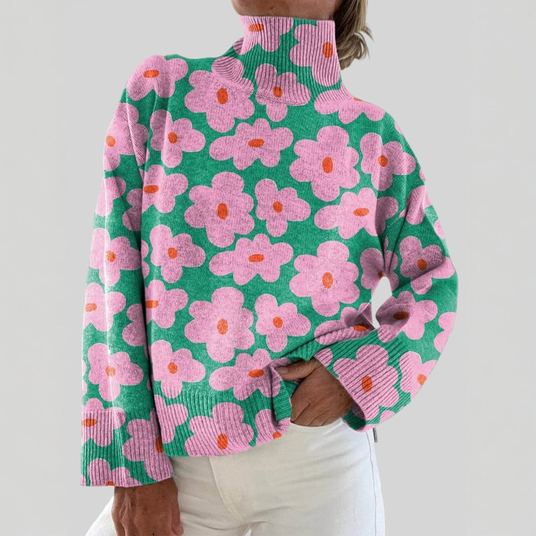 Ema | Suéter floral con cuello alto