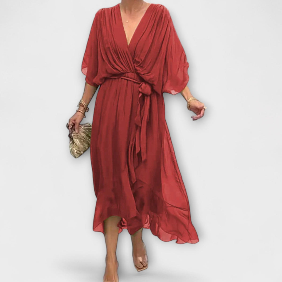 Amoura - Vestidos de chiffon con escote en V