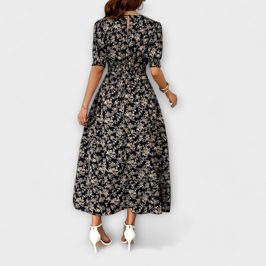 Amelia - Vestido con escote redondo y motivo floral