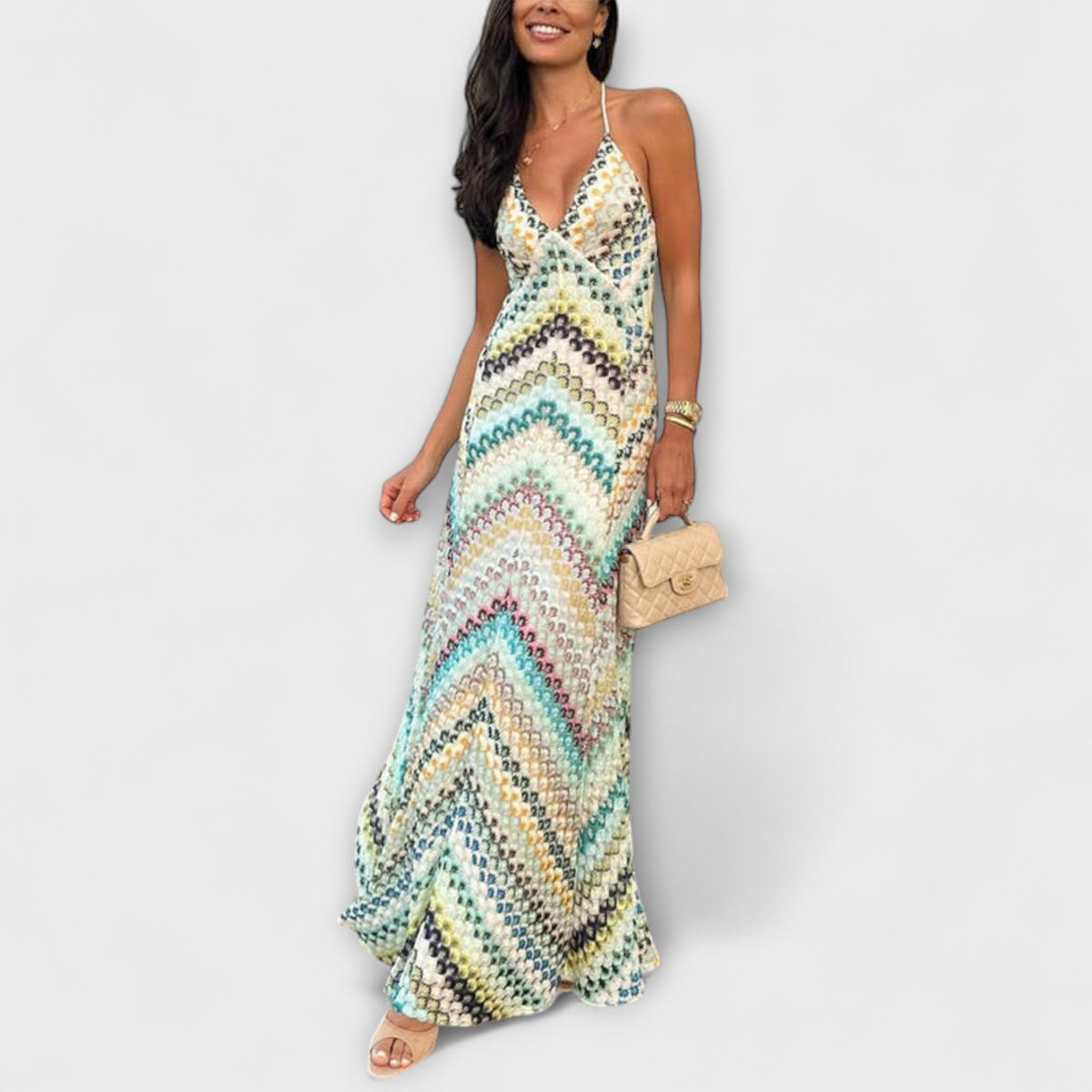 Remi - Maxi vestido con motivo a zigzag colorido de Missoni