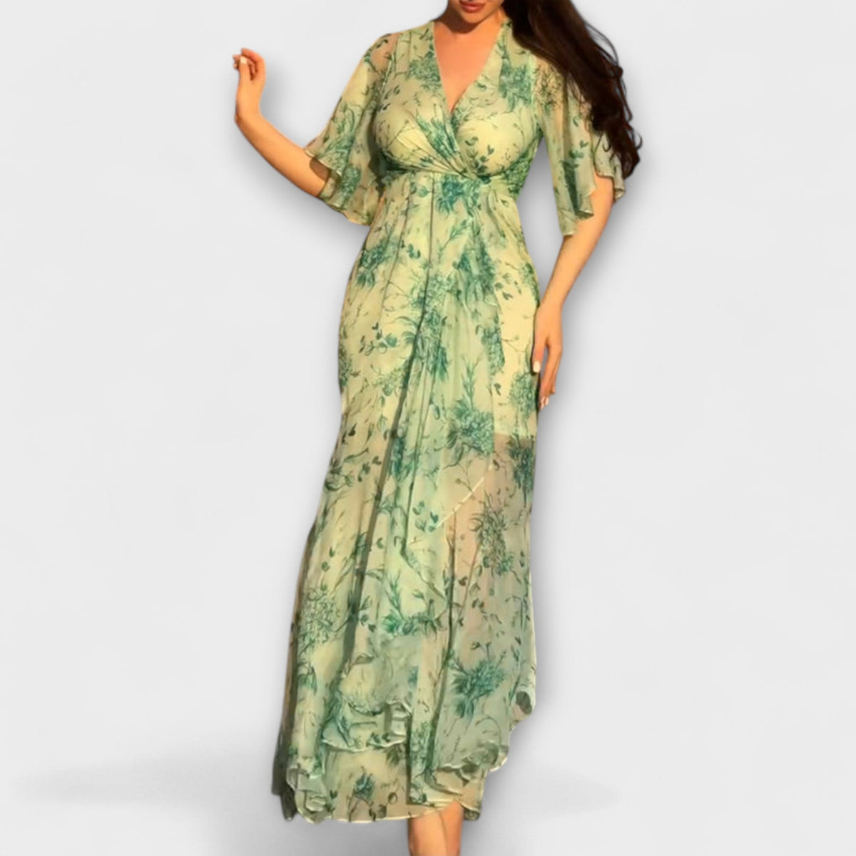 Lana - Vestidos florales elegantes con escote en V
