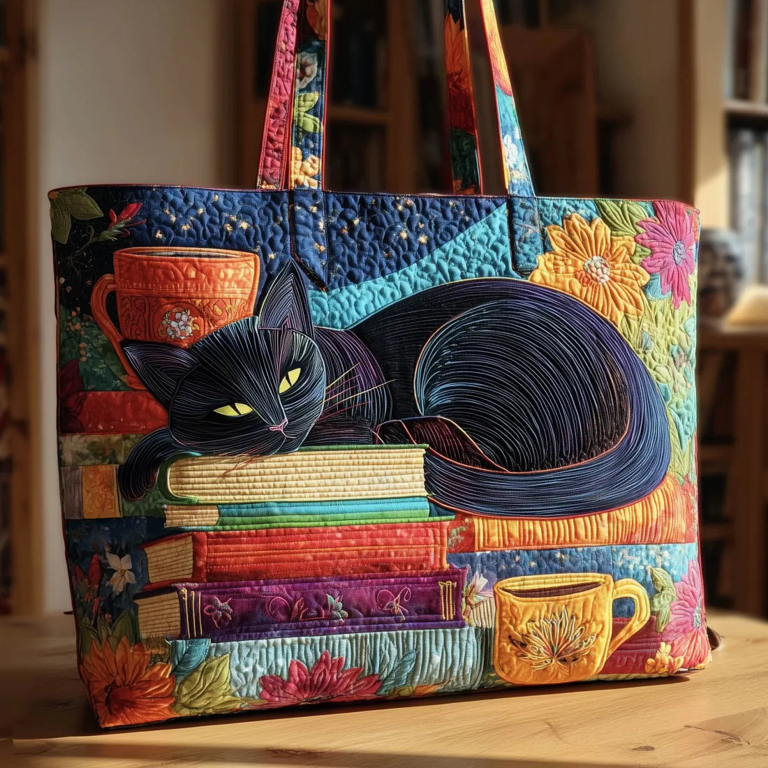 Gato y Libros | Bolso Artesanal Acolchado