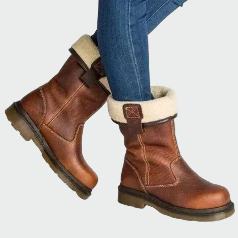 Botas de invierno de cuero con forro