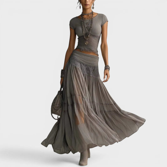 Rosina | Conjunto Completo con Falda Maxi Plisada