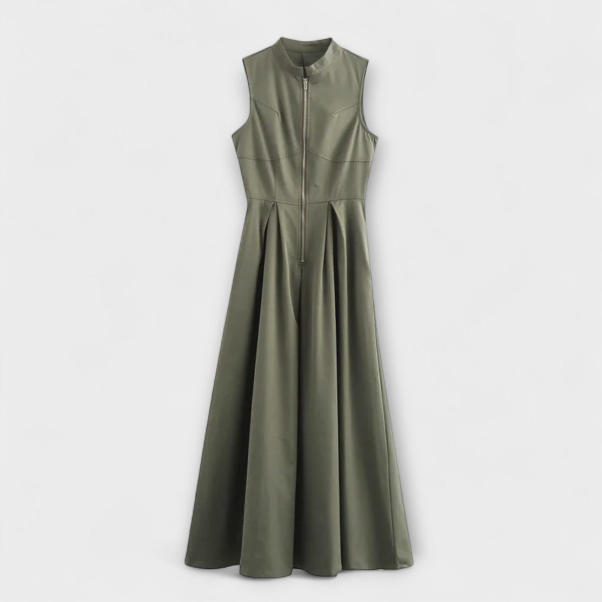 Vestido corto sin mangas con pliegues y corte ajustado midi