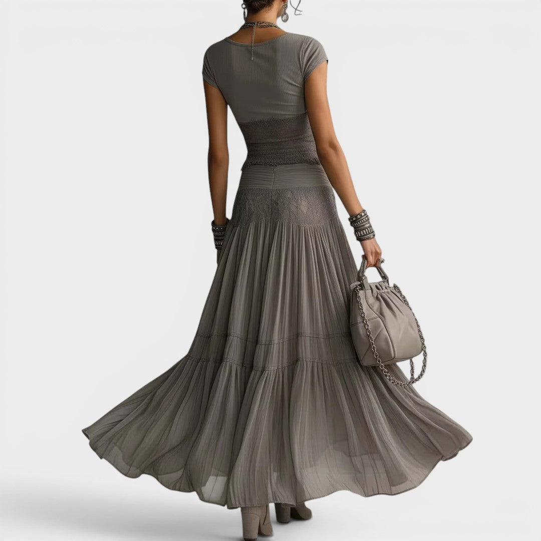 Rosina | Conjunto Completo con Falda Maxi Plisada