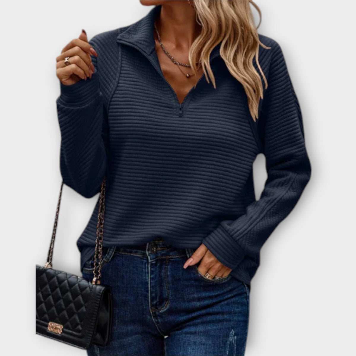 Vilja - Suéter con zip polo