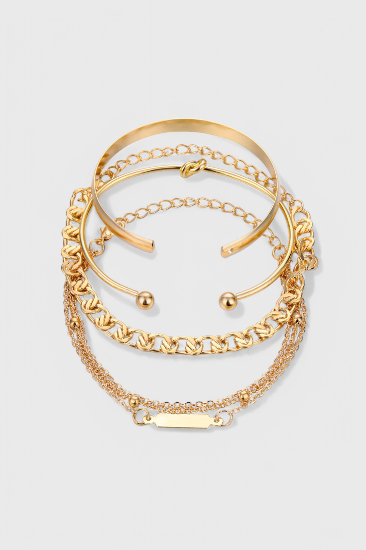 Conjunto de 4 Pulseras de Metal