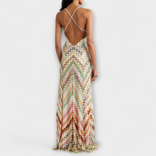 Remi - Maxi vestido con motivo a zigzag colorido de Missoni