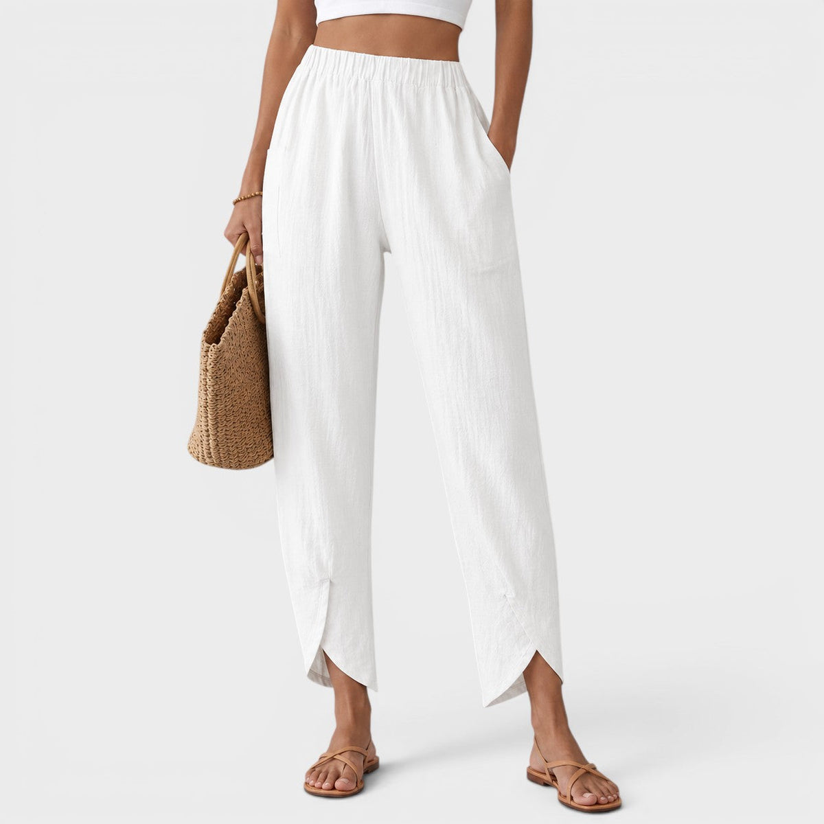 Kriza - Pantalones de Pierna Ancha con Bolsillos