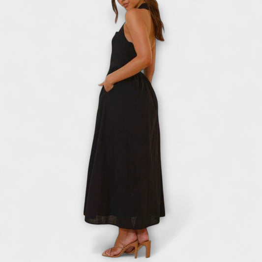 Lydia - Vestido halter de longitud media con detalle en la cintura