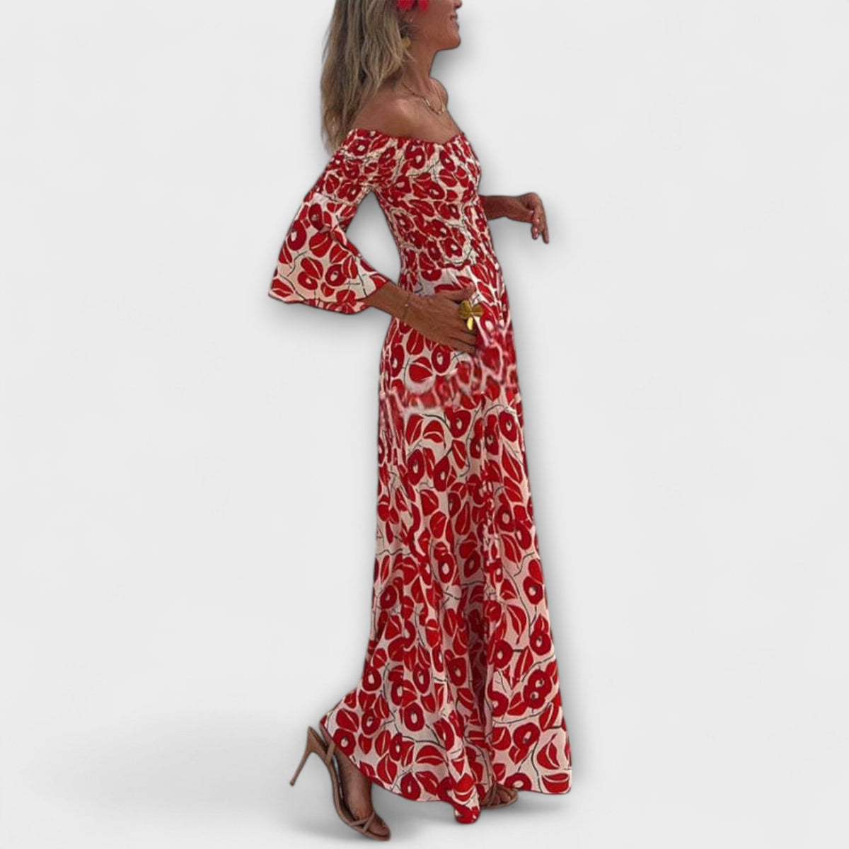 Sienna - Vestido maxi con hombros al descubierto, ideal para las vacaciones