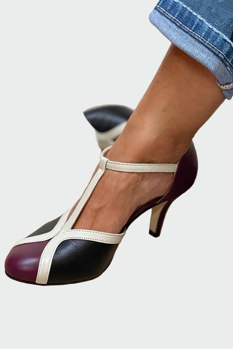Sandalias Retro Elegantes Anna con Tacón Medio y T-Pass