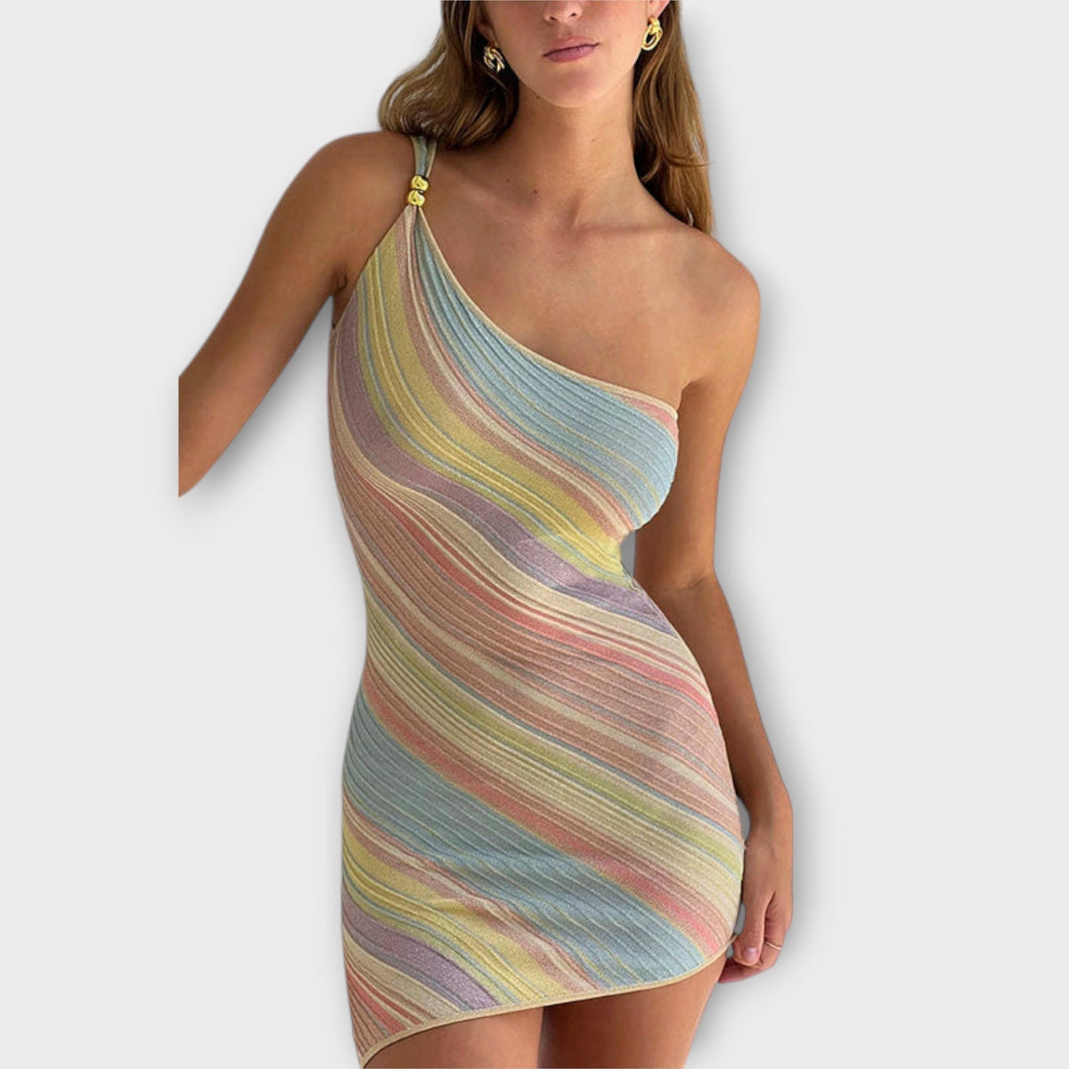 Kira - Vestido Mini Tendencia de Hombro Único