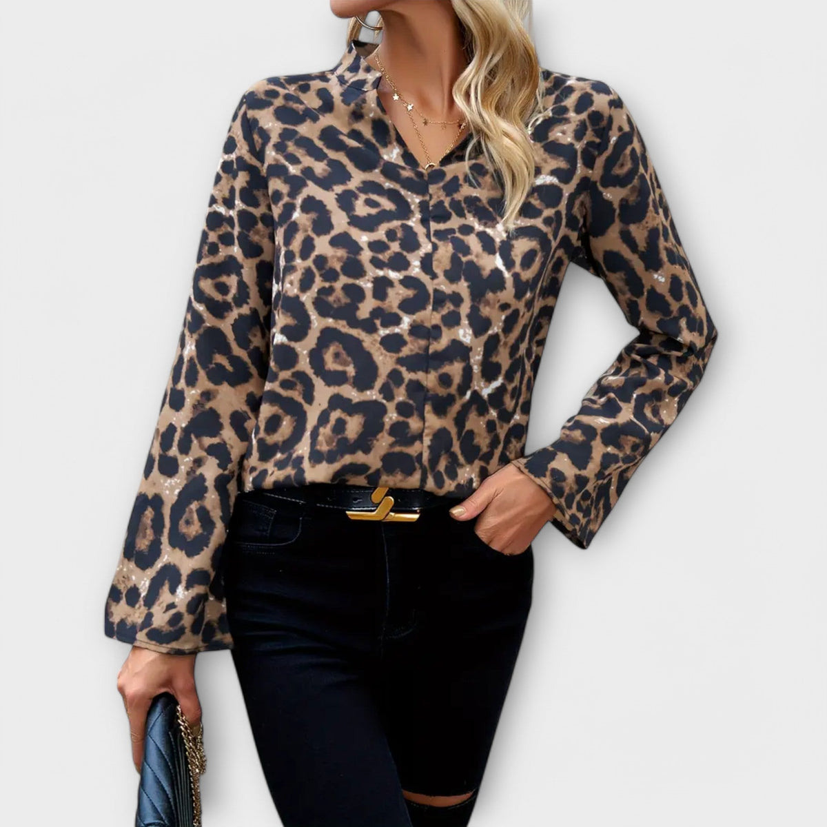 Camisa casual con estampado de leopardo
