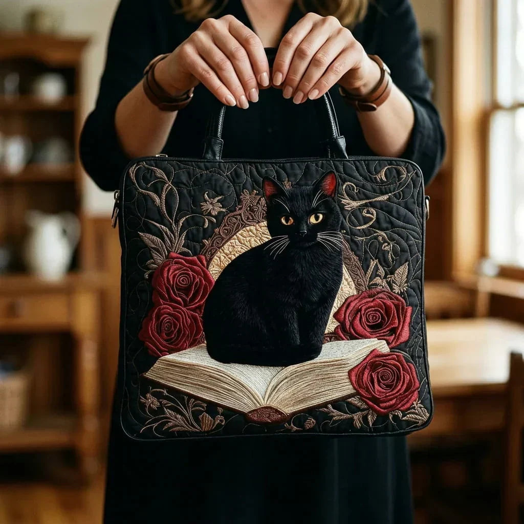 Gato sobre Libros | Bolso Artesanal Acolchado