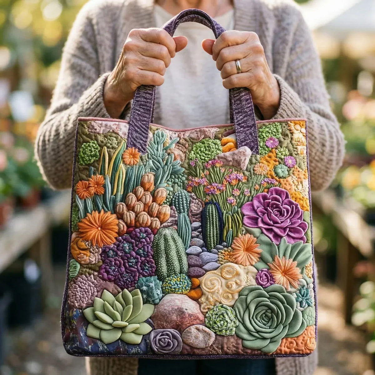 Jardín de Suculentas | Bolso Artesanal Acolchado