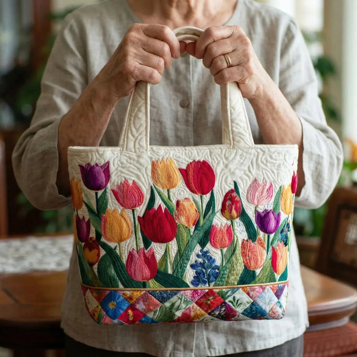 Jardín de Tulipanes | Bolso Artesanal Acolchado