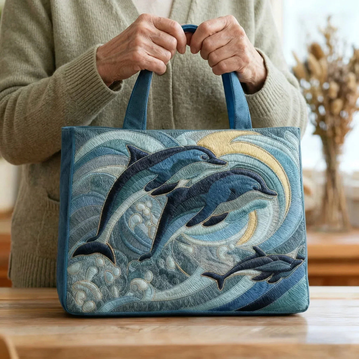 Delfín del Océano | Bolso Artesanal Acolchado