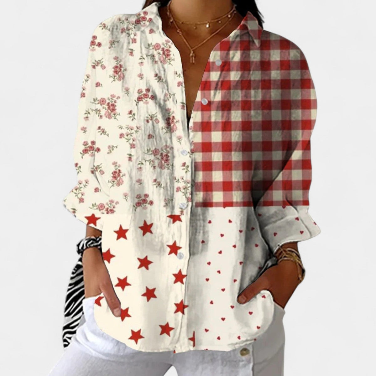 Nika – Blusa de verano con un motivo vibrante
