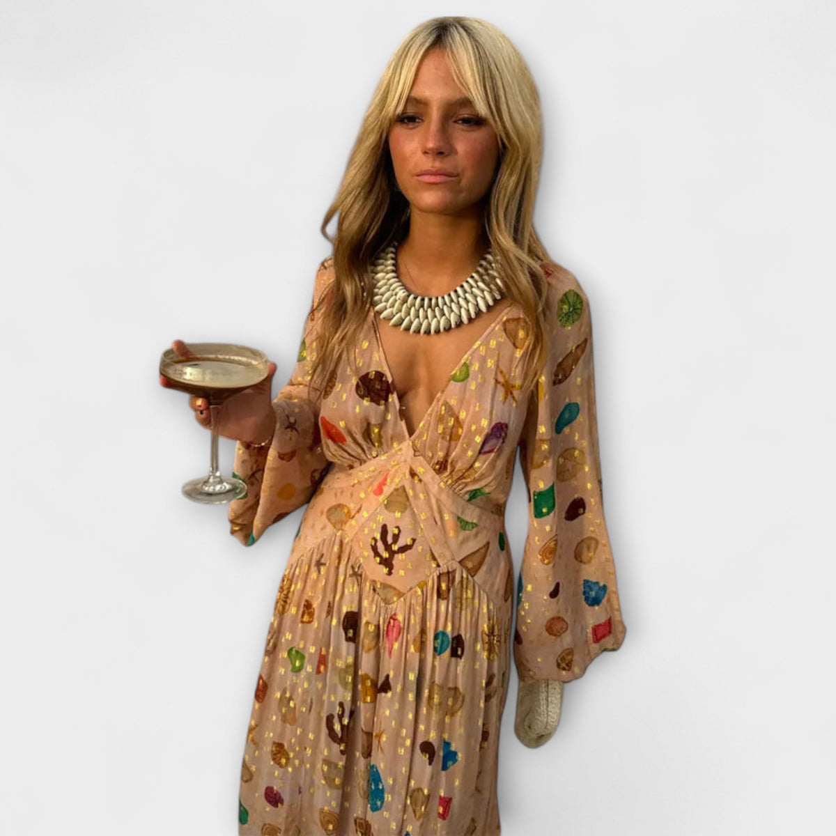 Lauren - Vestido Pequeño con Motivo de Conchas
