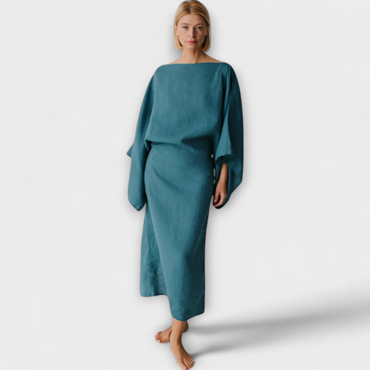 Dana - Vestido kimono de lino y algodón