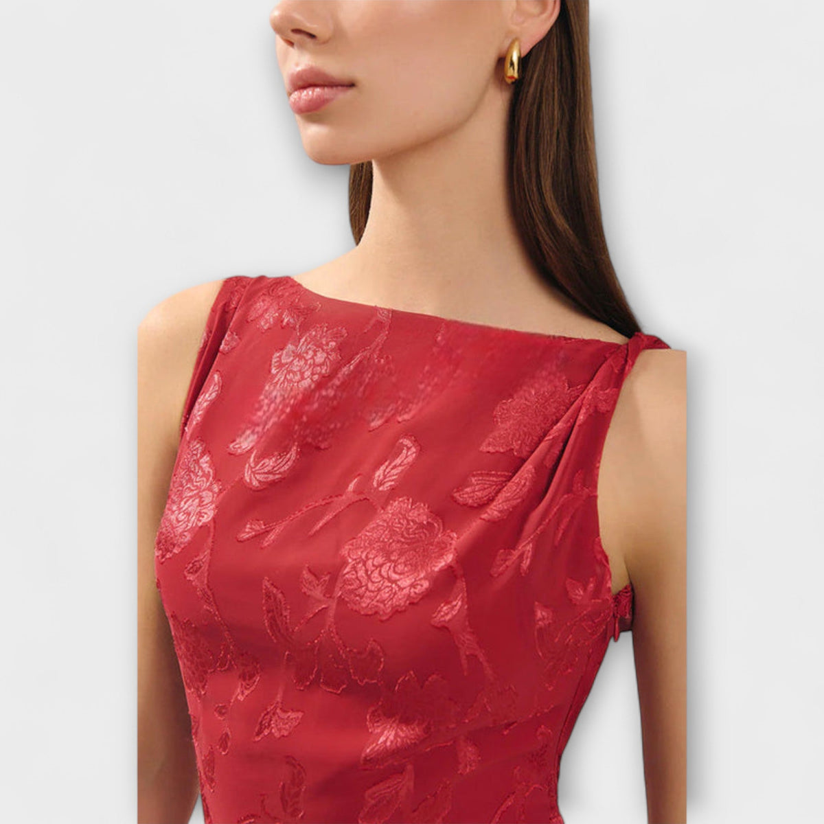 Opale - Vestido Maxi Elegante Sin Mangas con Motivo de Encaje