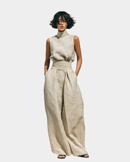 Falyne | Conjunto completo de top y pantalones anchos minimalista