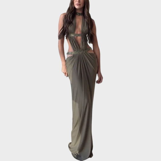 Jasna - Vestido maxi con espalda descubierta y drapeado