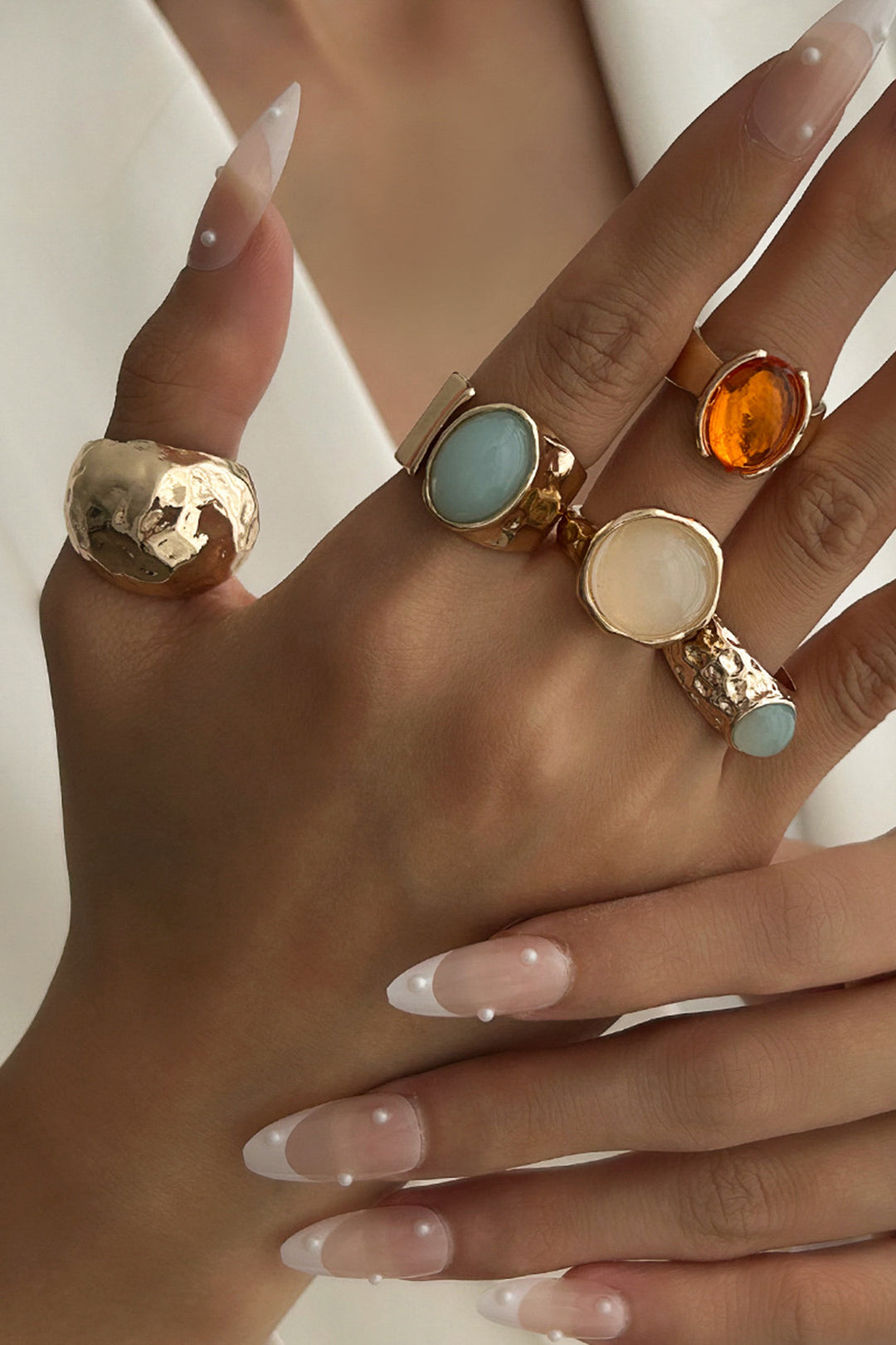 Conjunto de Anillos Abiertos con Rhinestones