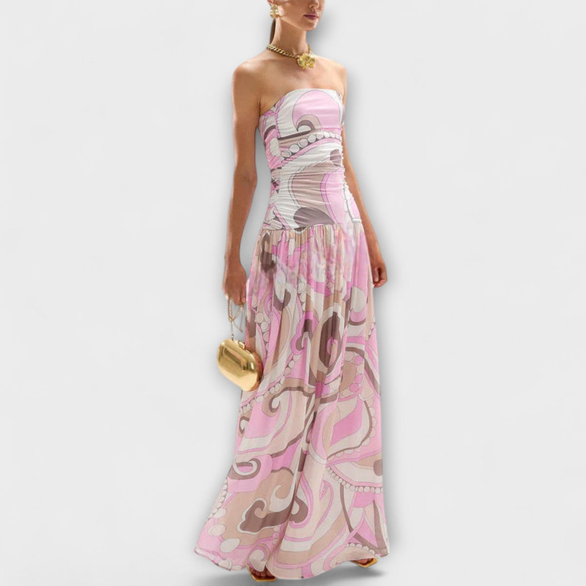 Tatum - Maravillosos vestidos maxi en tonos pastel con hombros al descubierto