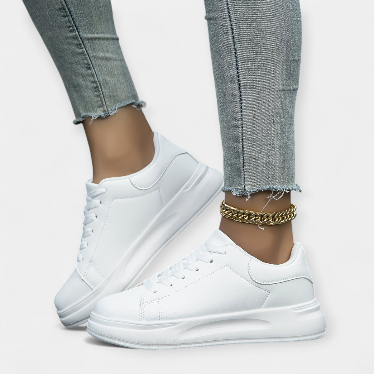 Zapatillas Deportivas de Cuero Blanco