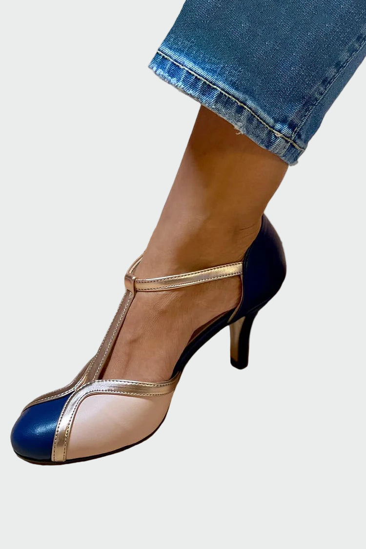 Sandalias Retro Elegantes Anna con Tacón Medio y T-Pass