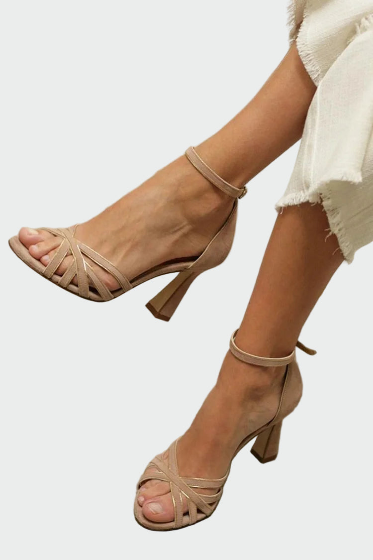 Sandalias Elegantes Lucie con Tacón Bloque y Cinturón Cruzado
