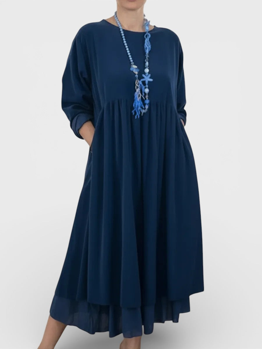 Dora | Vestido midi de corte fluido y con doble dobladillo