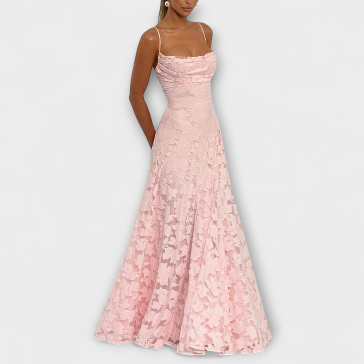 Kairi - Vestidos Maxi Elegantes con Encaje Floral y Tirantes Delgados