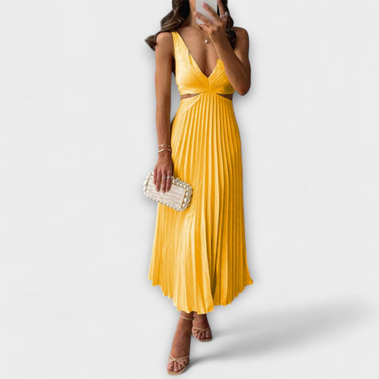 Vestidos de noche midi elegantes con pliegues