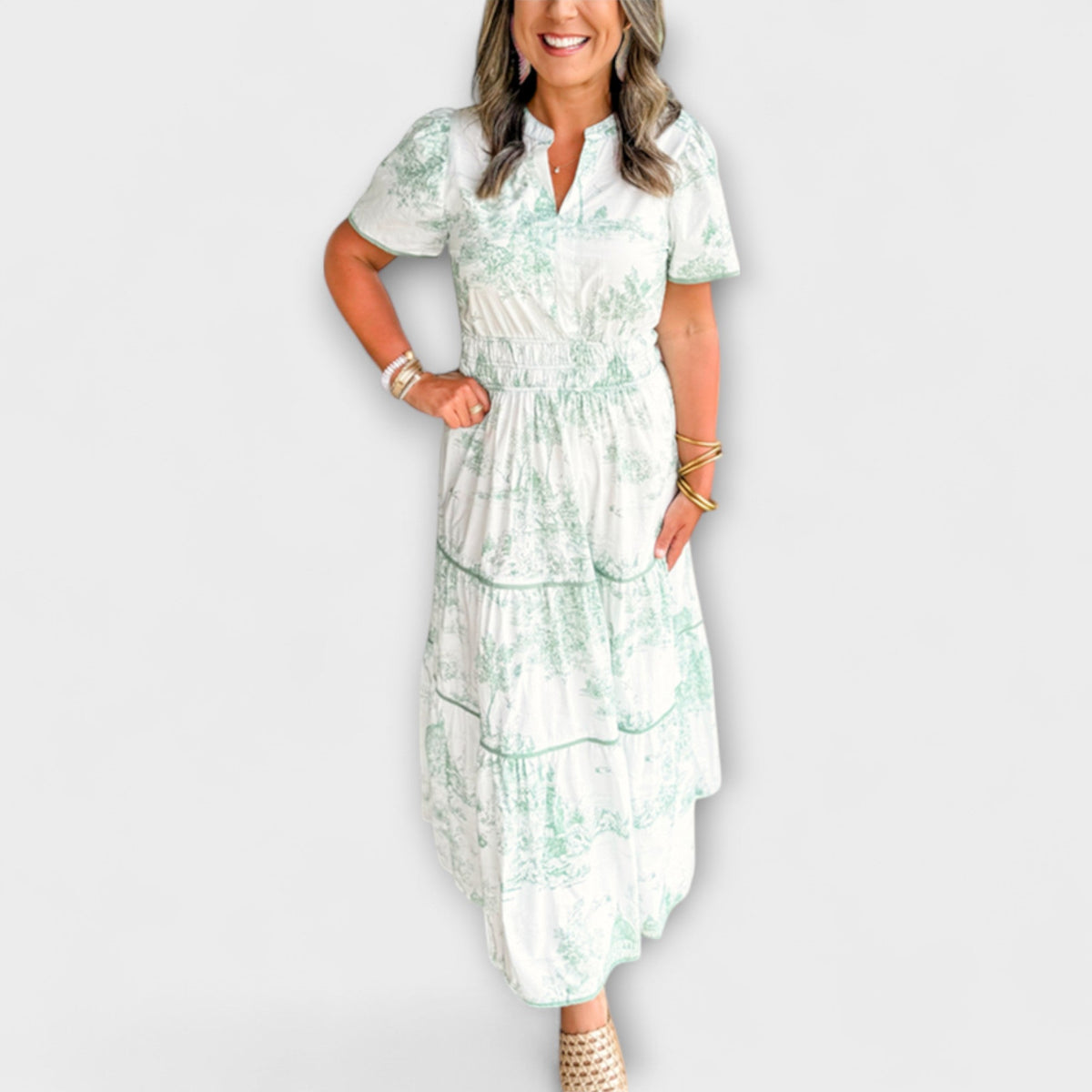 Eliza - Vestido maxi con motivo clásico