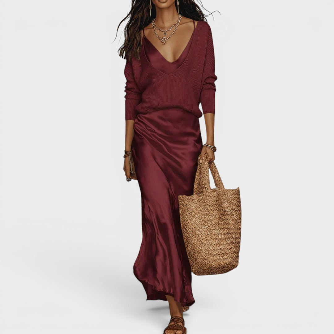 Oriane™ | Vestido midi satinado elegante