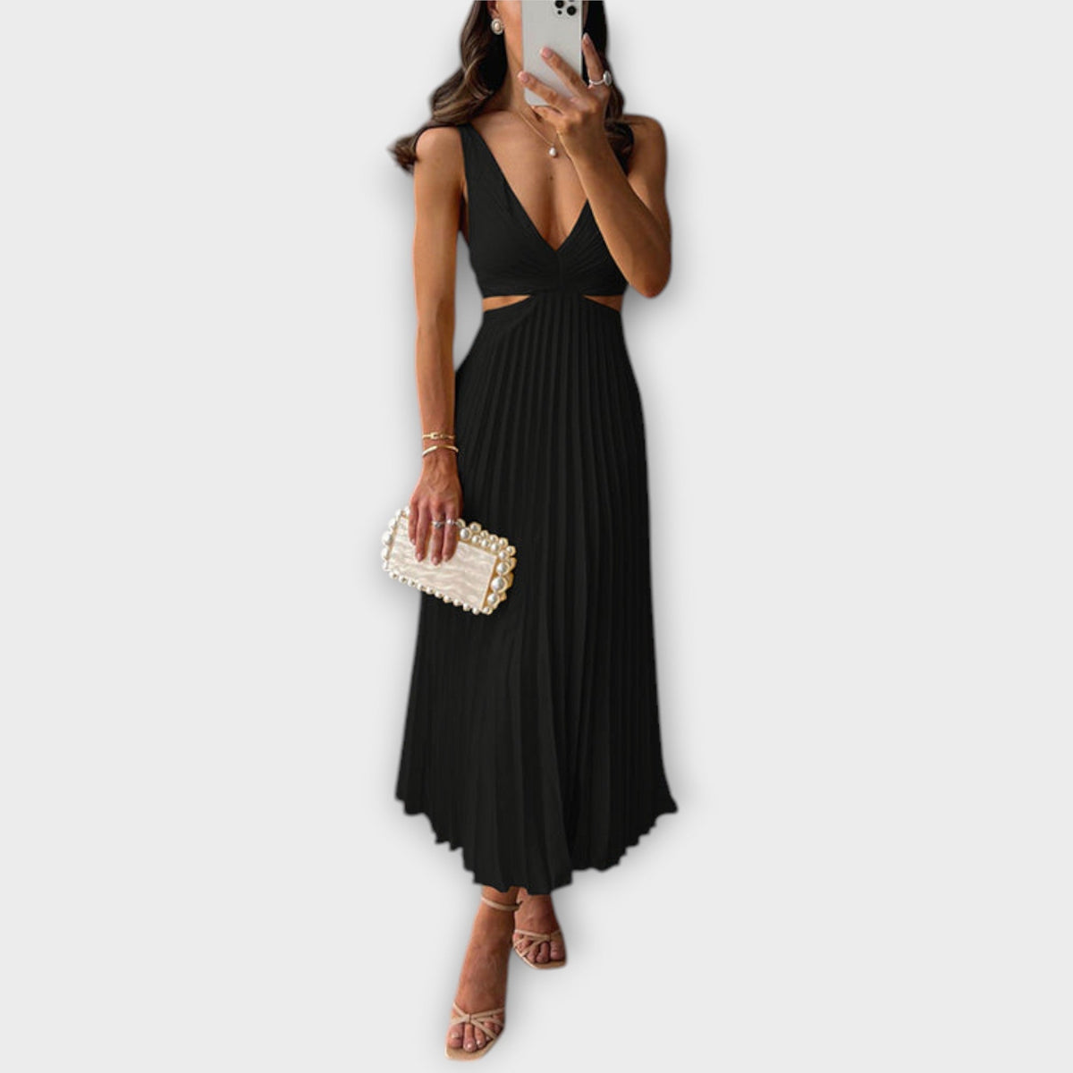 Vestidos de noche midi elegantes con pliegues