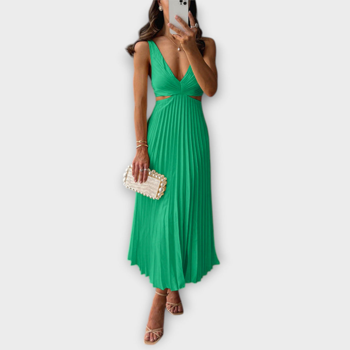 Vestidos de noche midi elegantes con pliegues