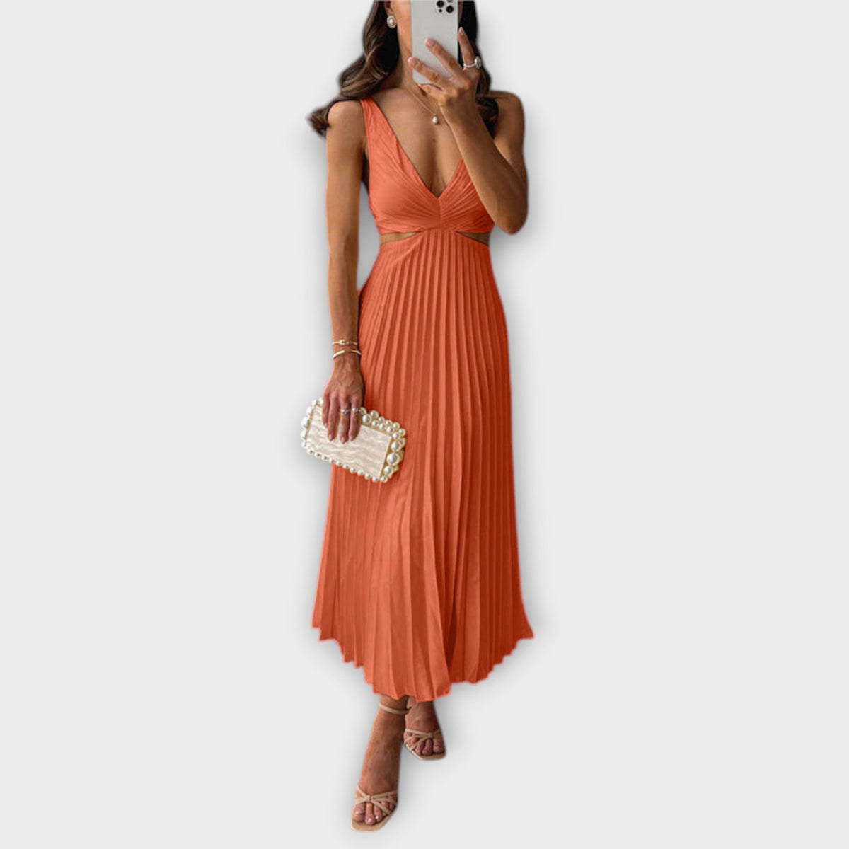Vestidos de noche midi elegantes con pliegues