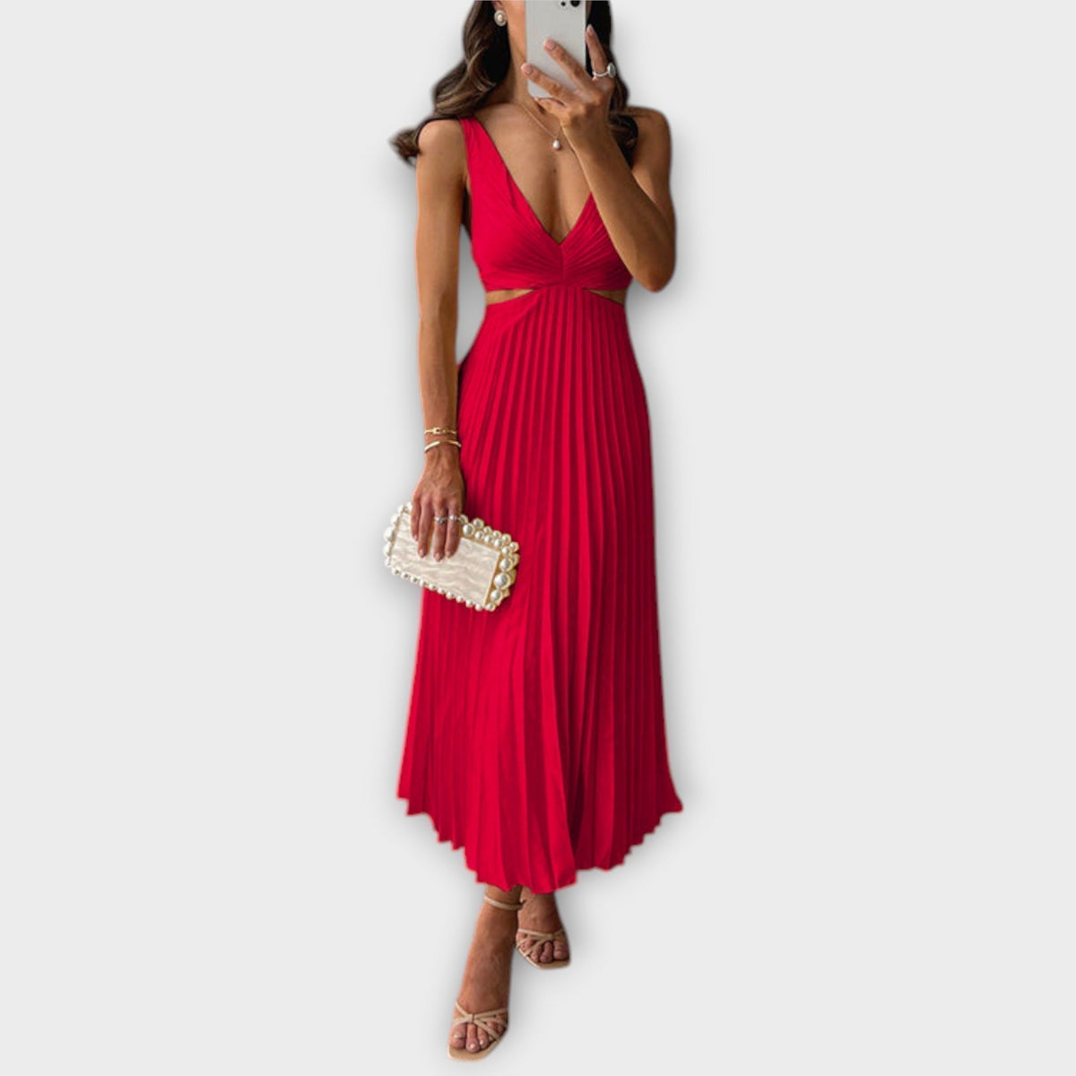 Vestidos de noche midi elegantes con pliegues