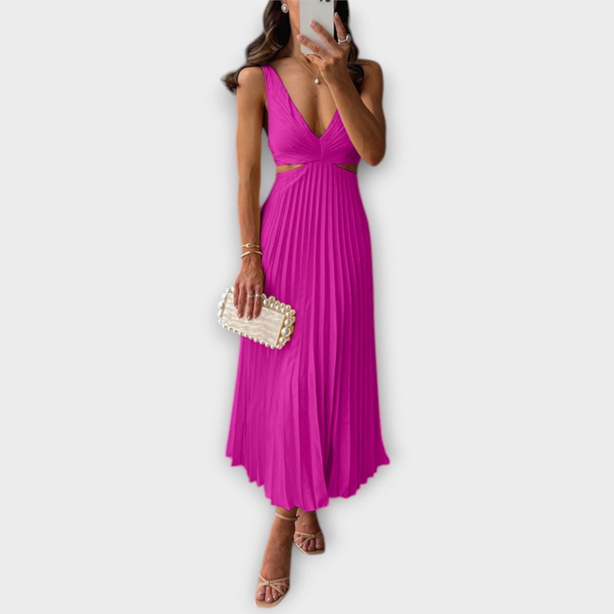 Vestidos de noche midi elegantes con pliegues