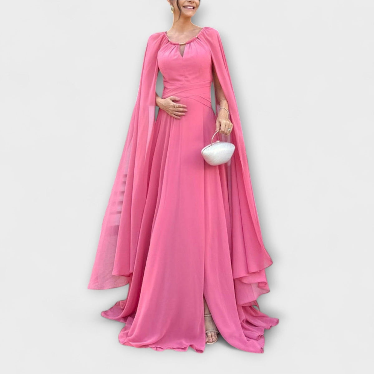 Mabel - Vestidos maxi elegantes con abrigo y abertura alta