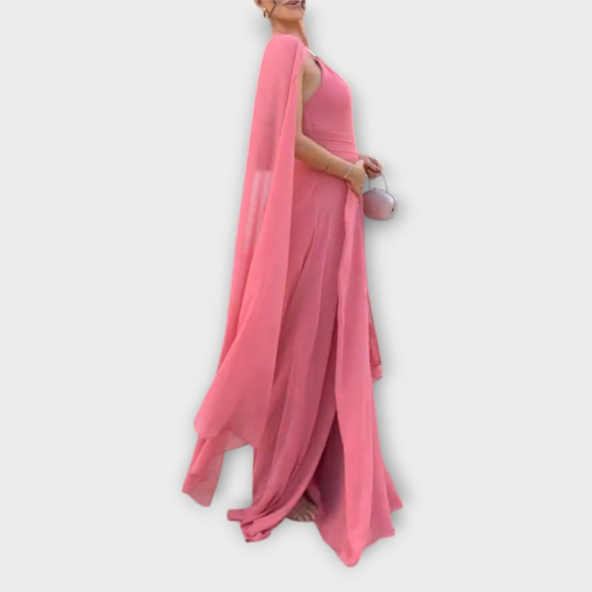 Mabel - Vestidos maxi elegantes con abrigo y abertura alta